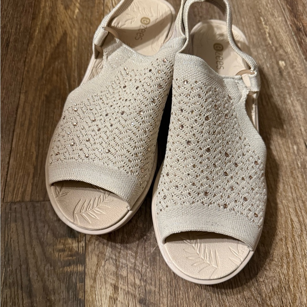Bzees Cream Open-Toe Sandals